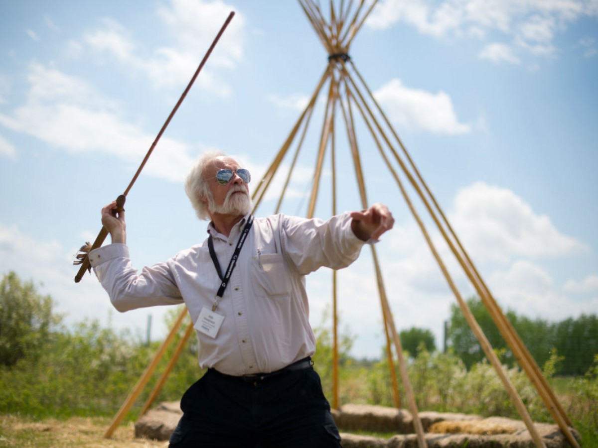 Five tips to create an outstanding conference tour program - Don Finkbeiner demonstrates an atlatl toss at FortWhyte Alive (photo by Dan Harper) 